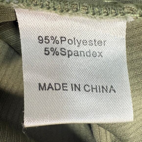 Merokeety Women’s Small Olive Green Ribbed Button Top Short Sleeve Casual - Picture 4 of 4